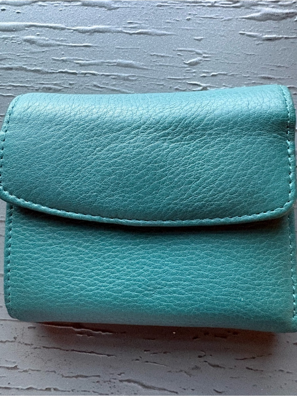 NWT Buxton Teal Blue Leather Compact Indexer Card Wallet Zip Coin Purse
